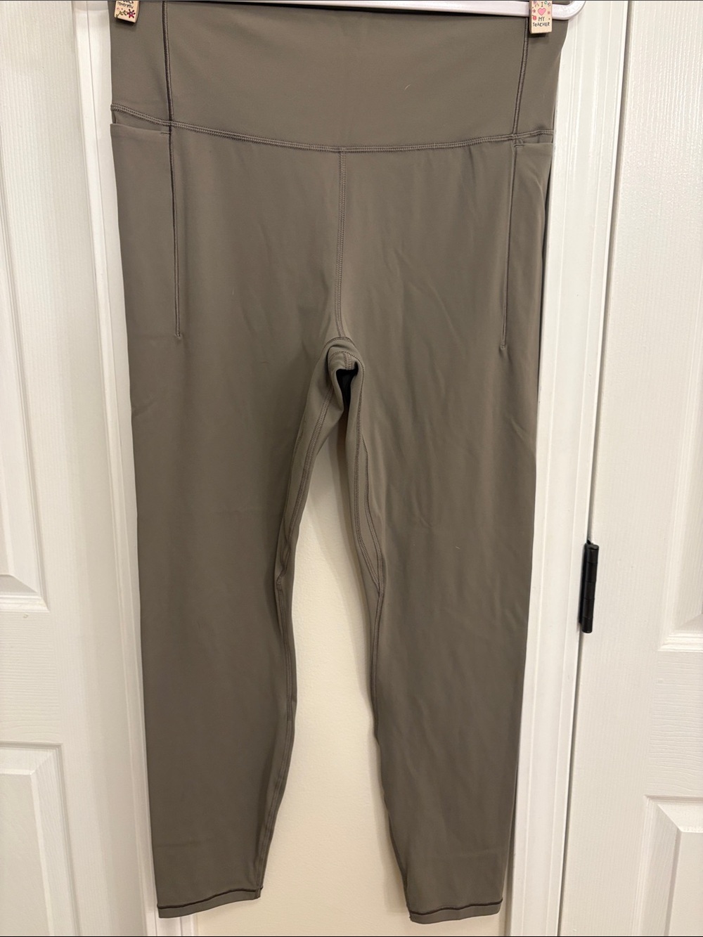 CALIA Olive Green High-Waist Leggings with pockets